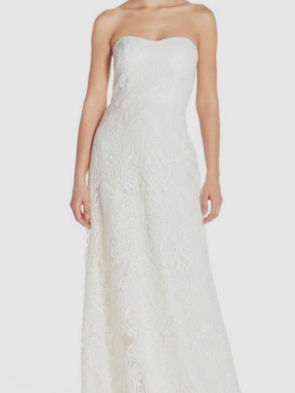 Jenny Yoo Bridal Gown size 10 Strapless Ivory Lace Gown sequins bride long maxi - Picture 15 of 16